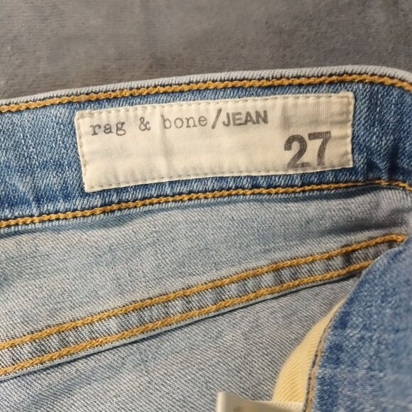 Rag & Bone Womens Skinny Jeans 27 Blue Distressed Raw Hem Denim Casual - Picture 2 of 12